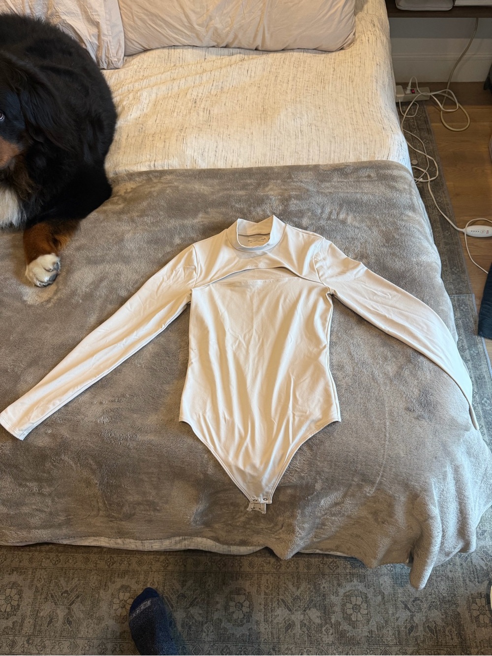 Abercrombie & Fitch Cream Long-Sleeve Bodysuit